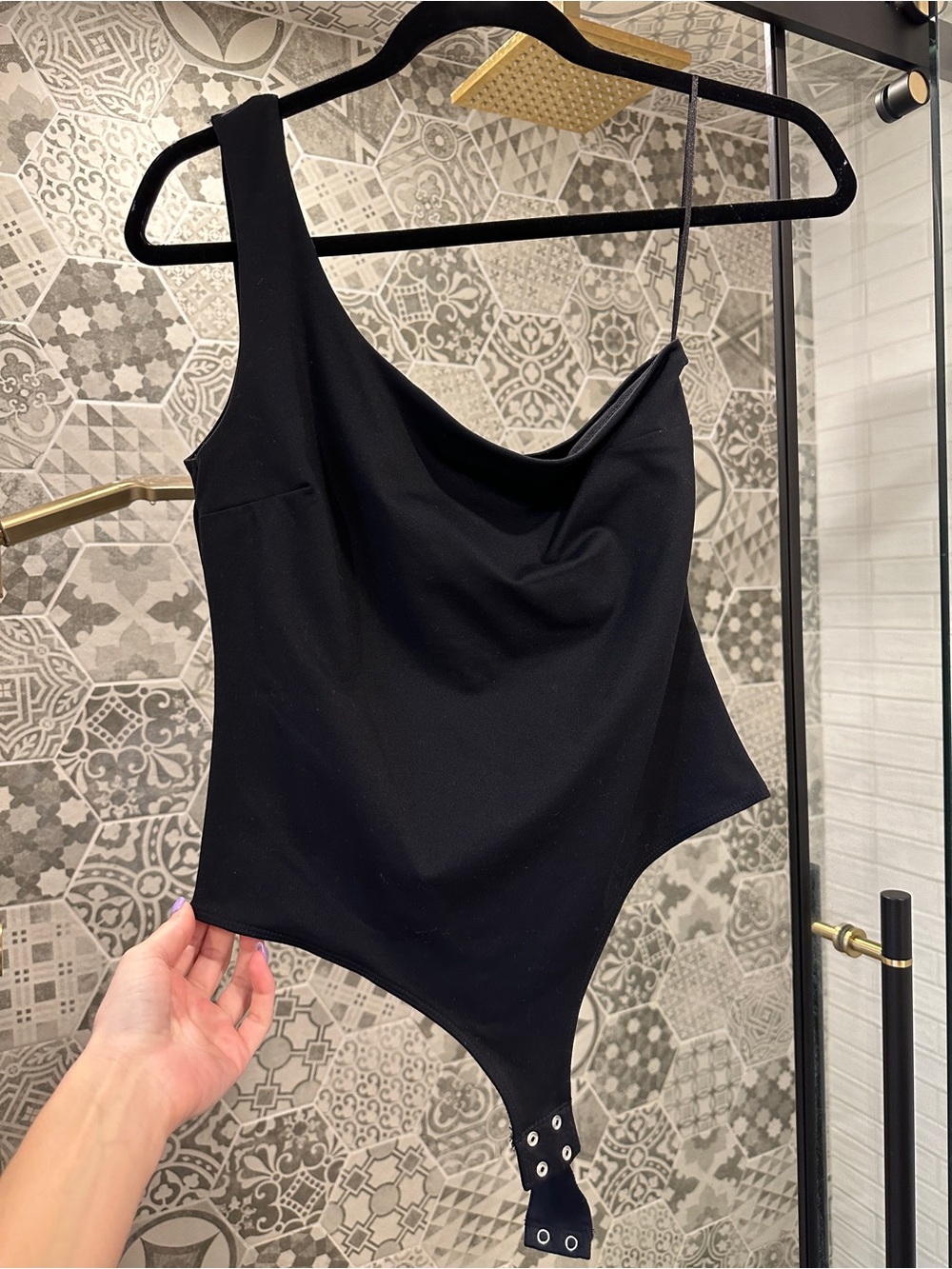 Dynamite Black One-Shoulder Bodysuit